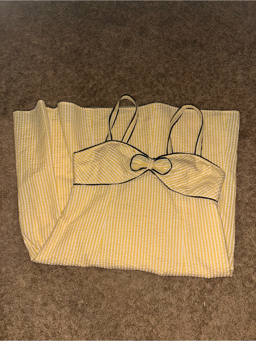 Viola yellow and navy midi dress with bow